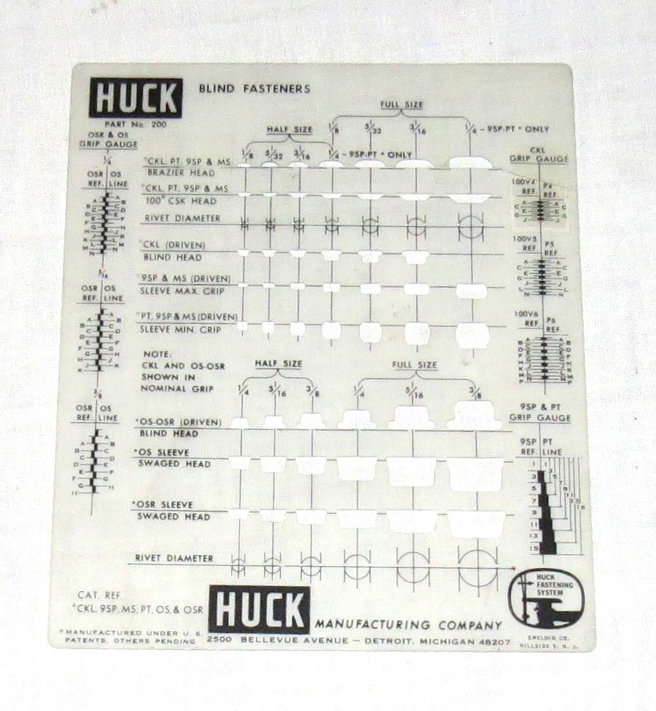 Huck Blind Fasteners Template - Part 200