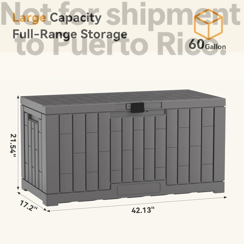 60 Gallon Deck Box, Lockable Resin Outdoor Storage Box with Hundles