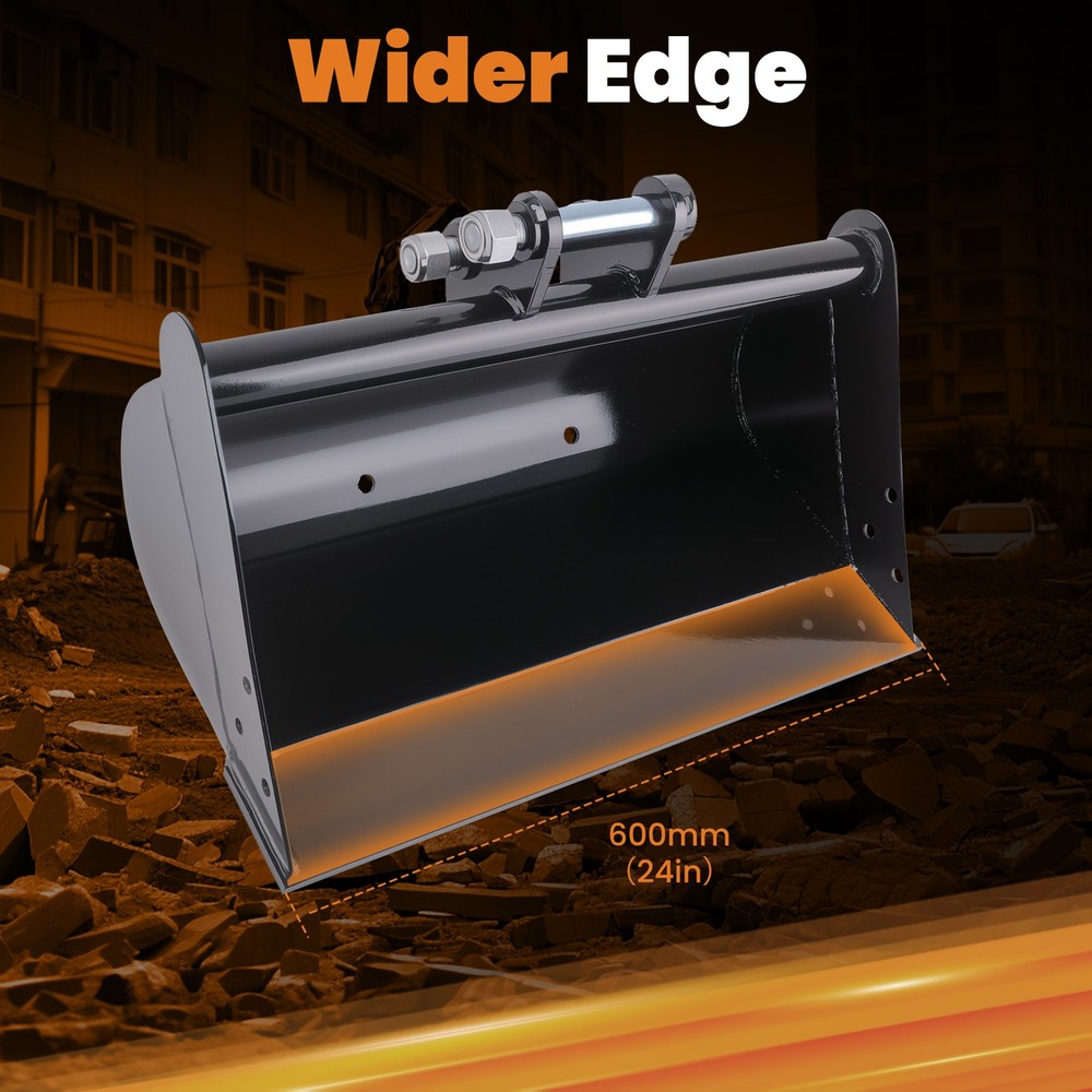 Plain Bucket 600mm Excavator Attachment with Double Hinge Pins Construction