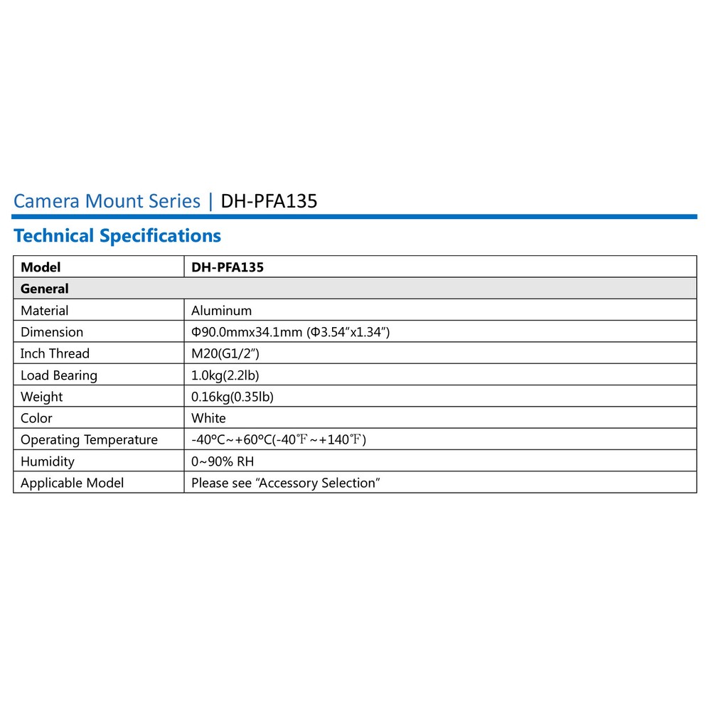 PFA135 Wall Installation Junction Box for Dahua Bullet Security Camera,White