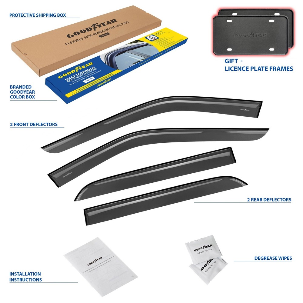 Side Window Deflectors Rain Guards for 2011-2019 Ford Explorer SHATTERPROOF