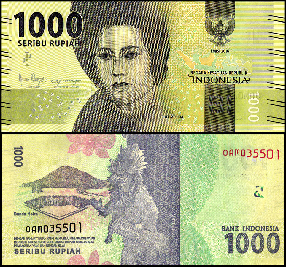Indonesia 1000 Rupiah, 2018, P-154c.2, UNC X 100 PCS Bundle Pack