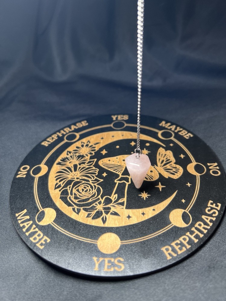 Rose Quartz Pendulum Divination Set Yes No Board Crystal Dowsing Tool