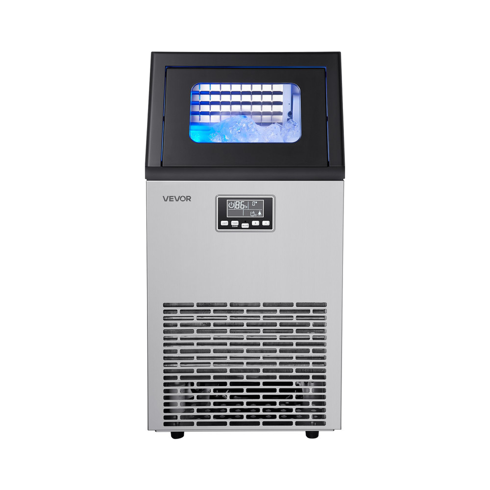 100lb/24H Ice Maker 28lb Bin 45 Cubes SS LED Self-Clean