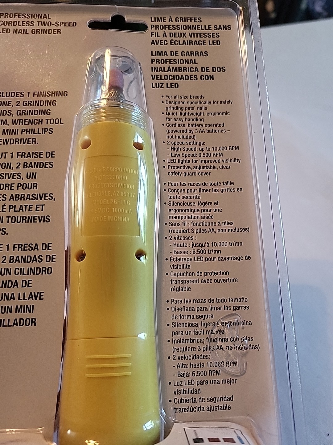 Conair PRO Dog & Cat Professional Cordless Two-Speed LED Nail Grinder ConAirPro