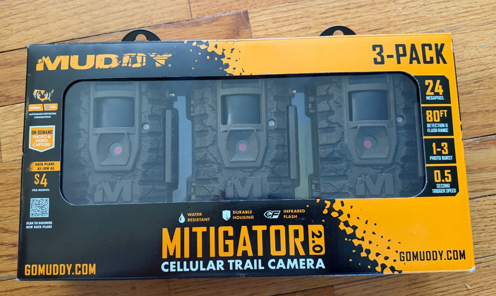 MUD-MTGTR2. Muddy Mitigator 2.0 Cellular Trail Camera 3 Pack Bundle