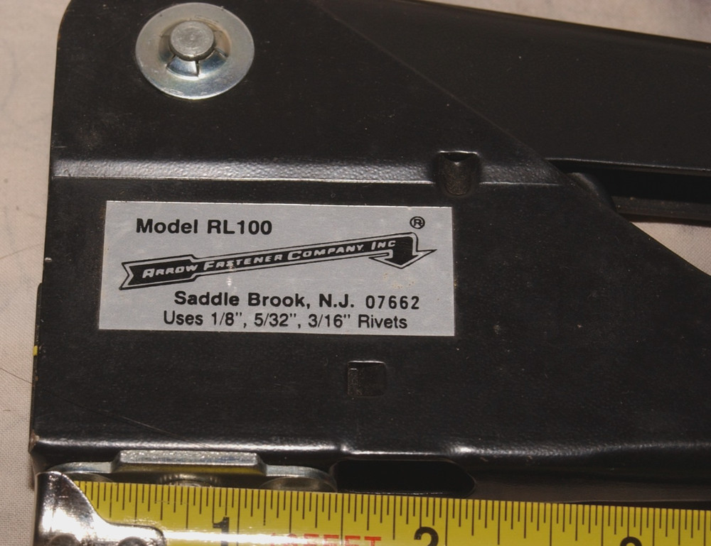 USED Arrow Rivet Tool E-Z Pull Model RL100 for 1/8" 5/32" 3/16" Pop Rivets