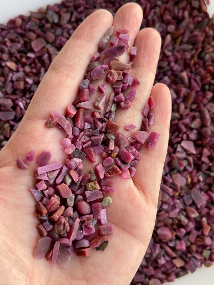 Ruby Semi Tumbled Gemstone Mini Chips 3 - 10 mm, Wholesale Bulk Lot