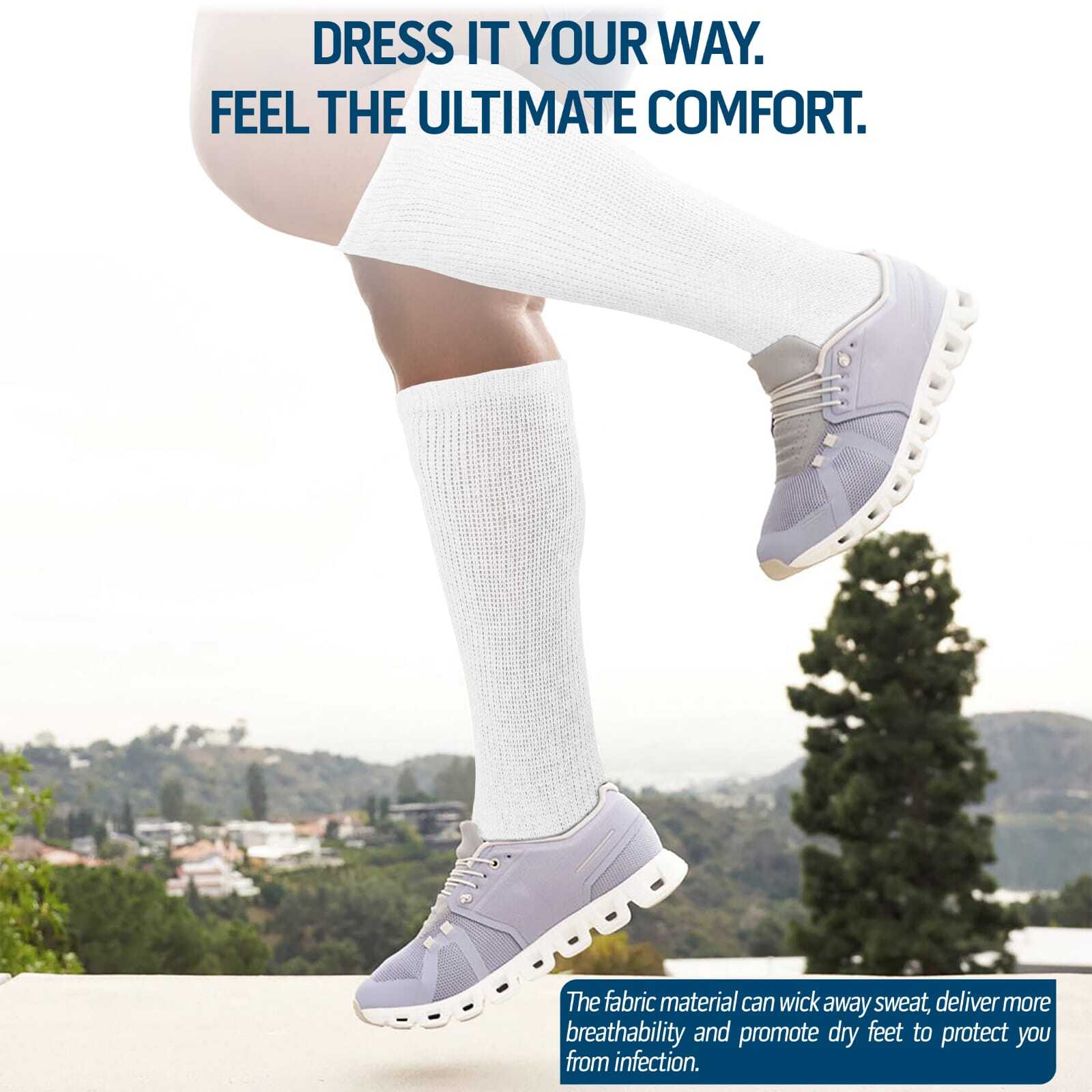 6-12Pairs Men's Diabetic Over The Calf - Knee High Compression Cotton Crew Socks