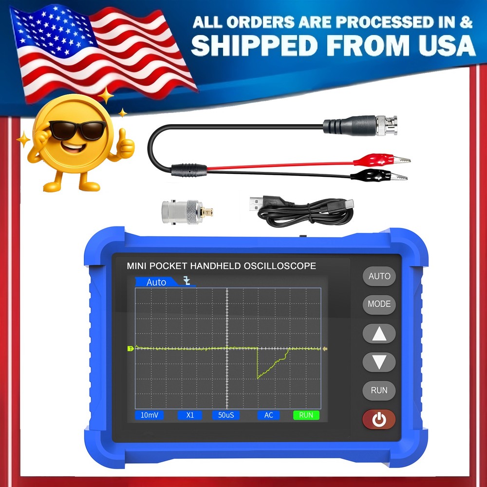HoldPeak Handheld Digital Oscilloscope 2.5MS/s 250KHz 2.8" USB Type-C Portable