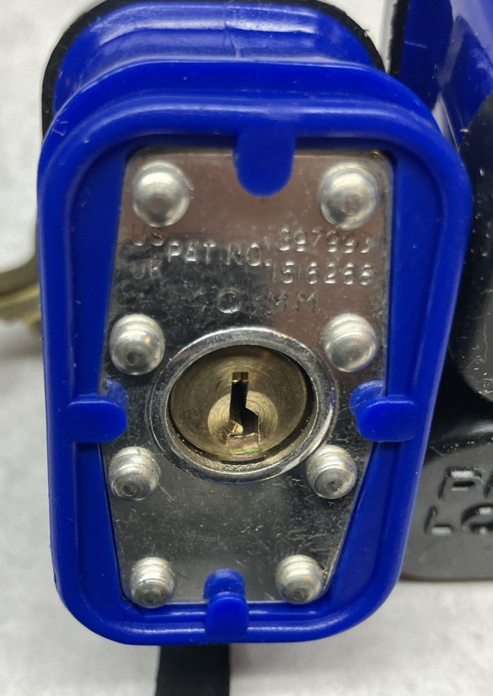 Three Brinks Blue Covered Outdoor Padlock Keyed Alike