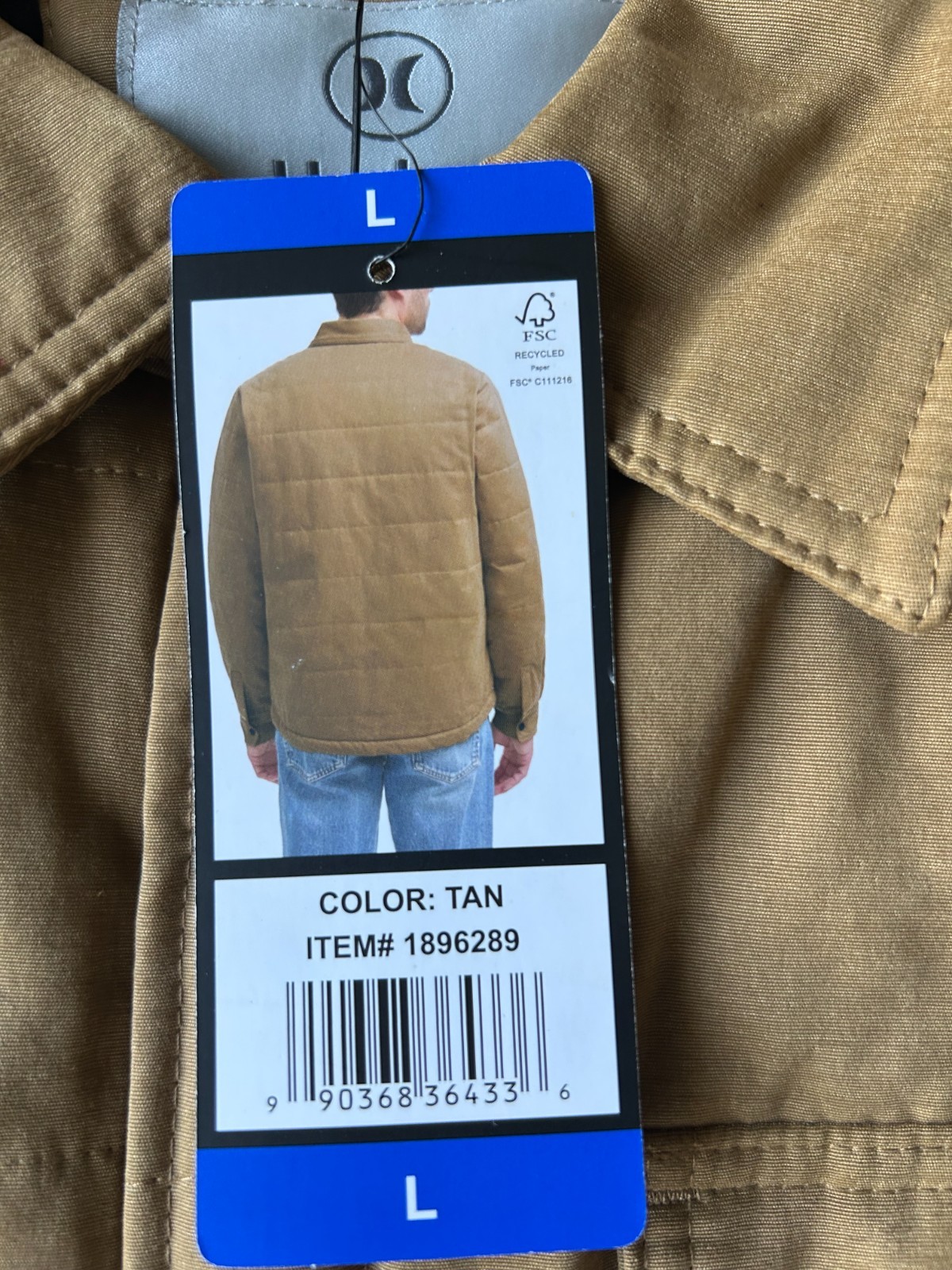 Hurley Men's Quilted Shirt Jacket Tan Size L