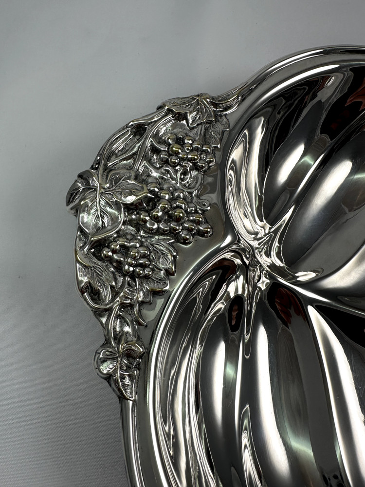 Leaf with Grapevine Design Silverplated Bowl by Sheffield Silver Co.
