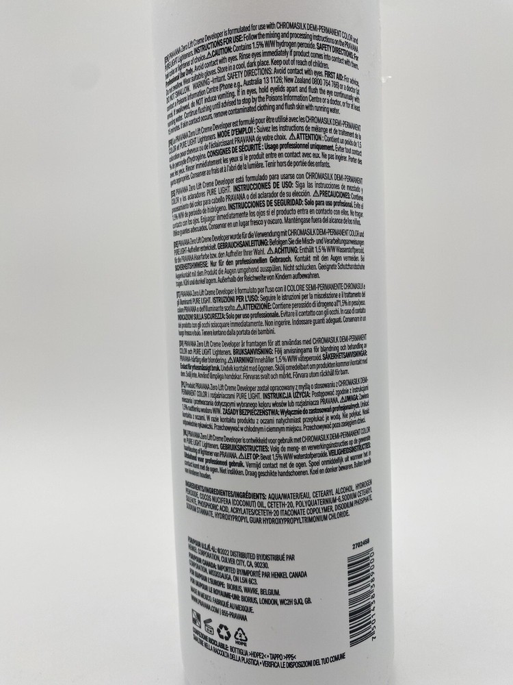 Pravana Zero Lift Creme Developer 33.8 oz