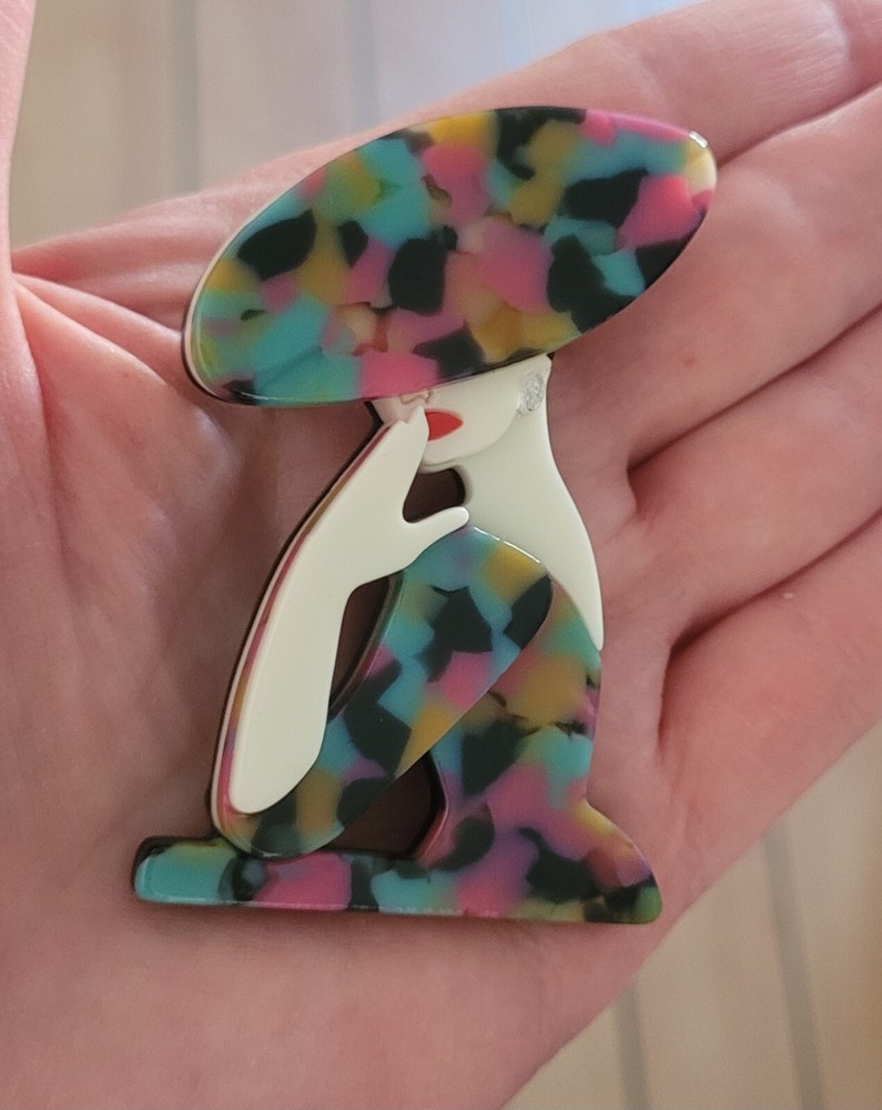 Acrylic lady Multicoloured brooch