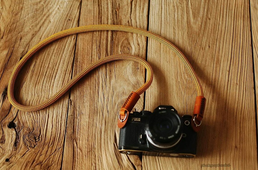 Golden climbing rope 10mm handmade camera strap