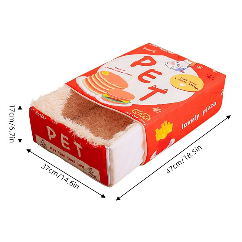Snack Box Cat Bed Cartoon Rectangular Fully Enclosed Four Season Universal