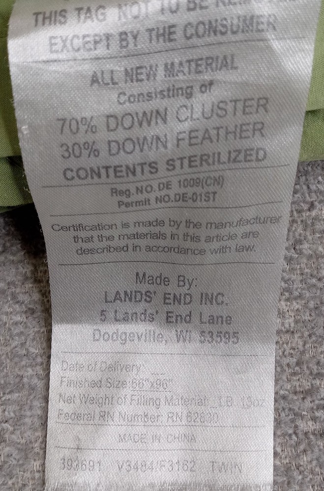 Lands' End Twin Green Feather Down Comforter