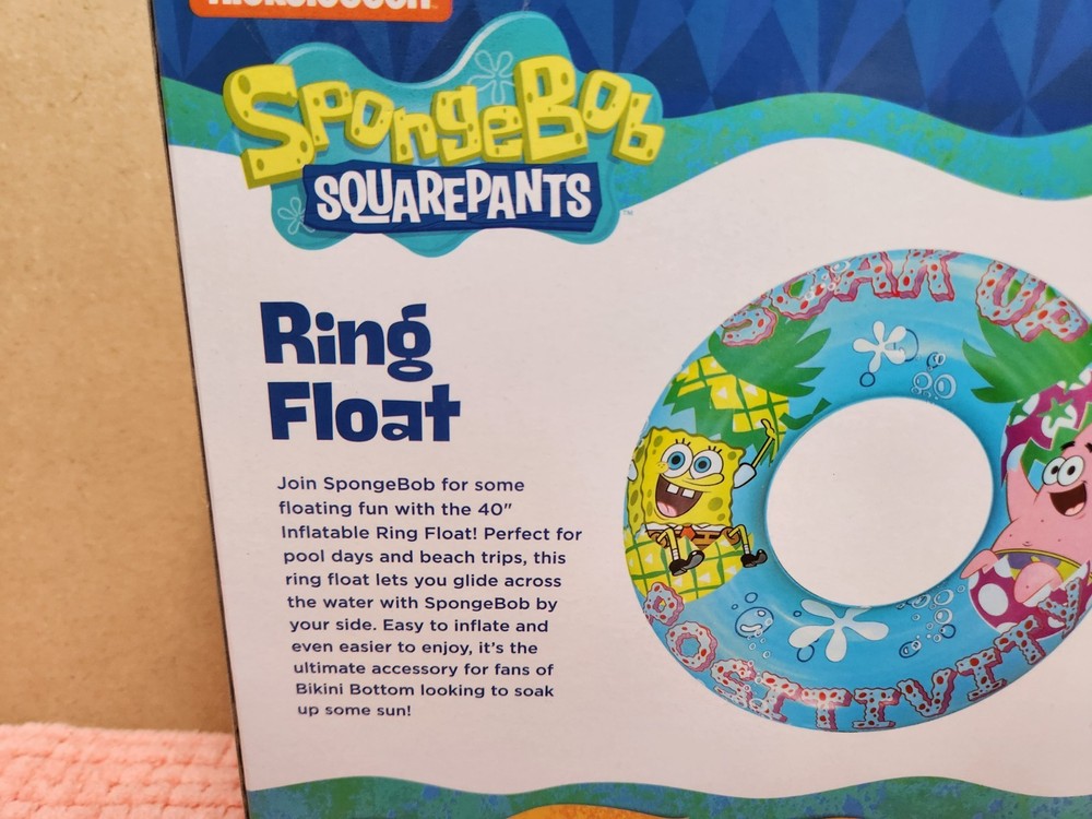 Nickelodeon SpongeBob SquarePants "Soak Up Positivity" 40" Inflatable Ring Float