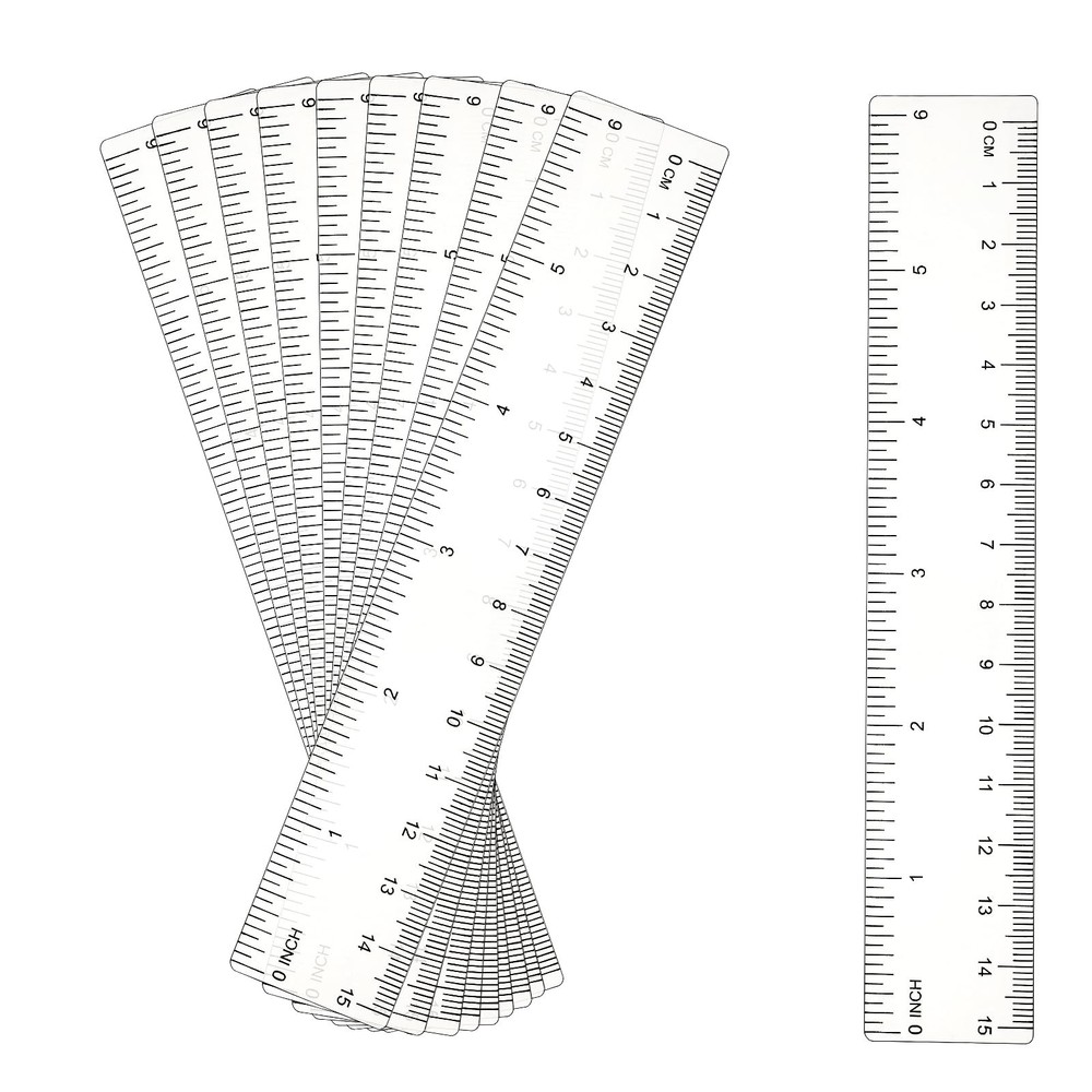 DIVINA VITAE 10 Pack Clear Ruler 6 Inch Small Plastic Transparent