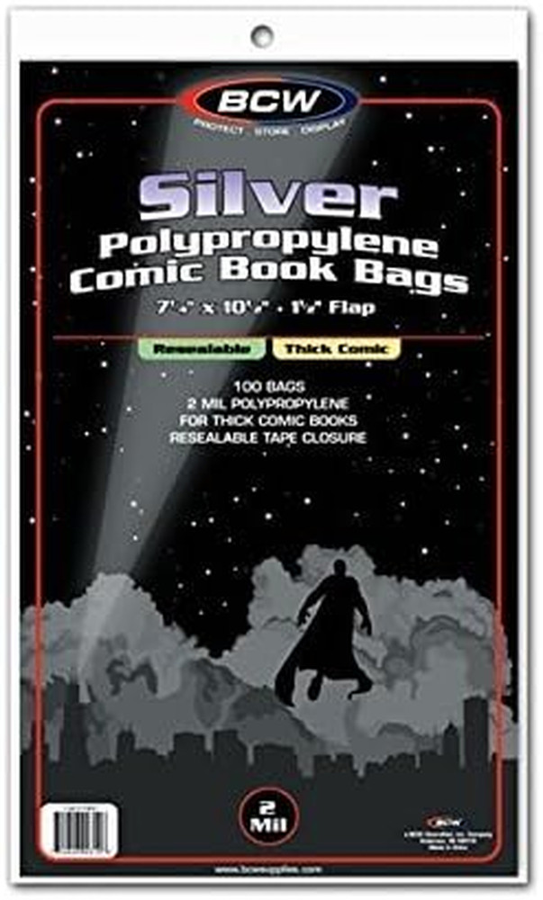 Resealable Silver Comic Bags - Thick (100 Count)