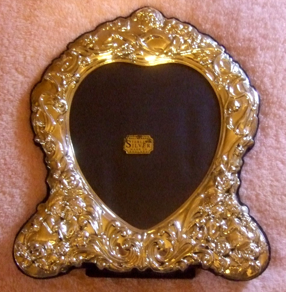 English Sterling Picture Frame Heart Shape Never Used Great Wedding Gift
