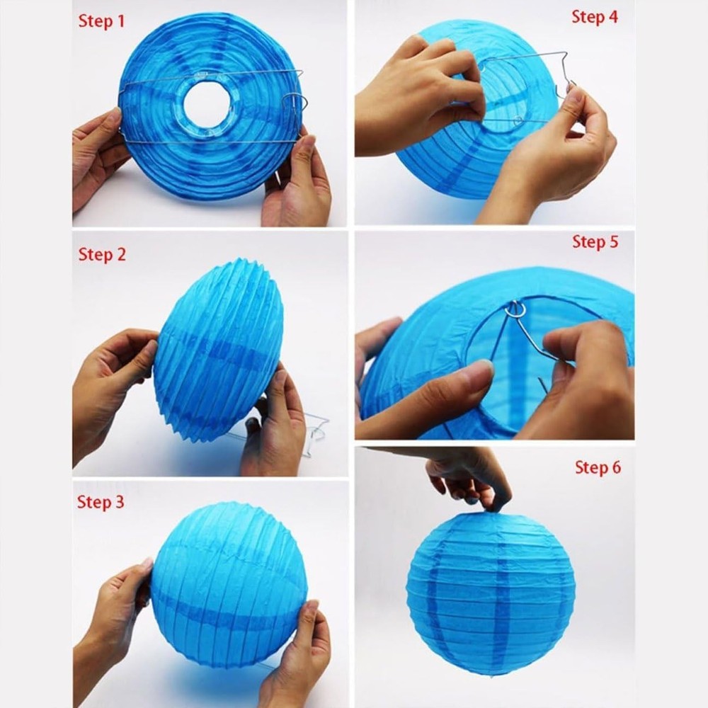 Blue Paper Lanterns 4、6、8、10inch,