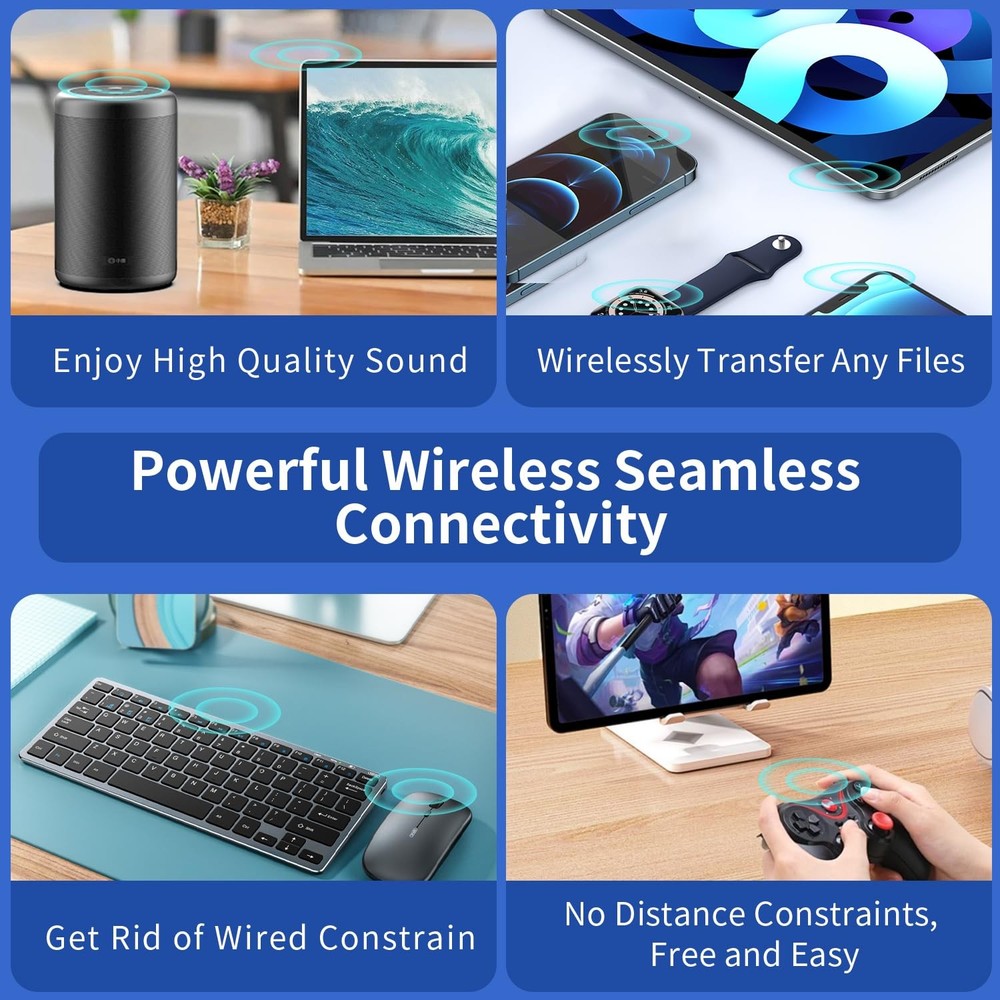 Hakimonoe Long Range USB Bluetooth 5.3 Adapter for PC, Wireless Mini, Black