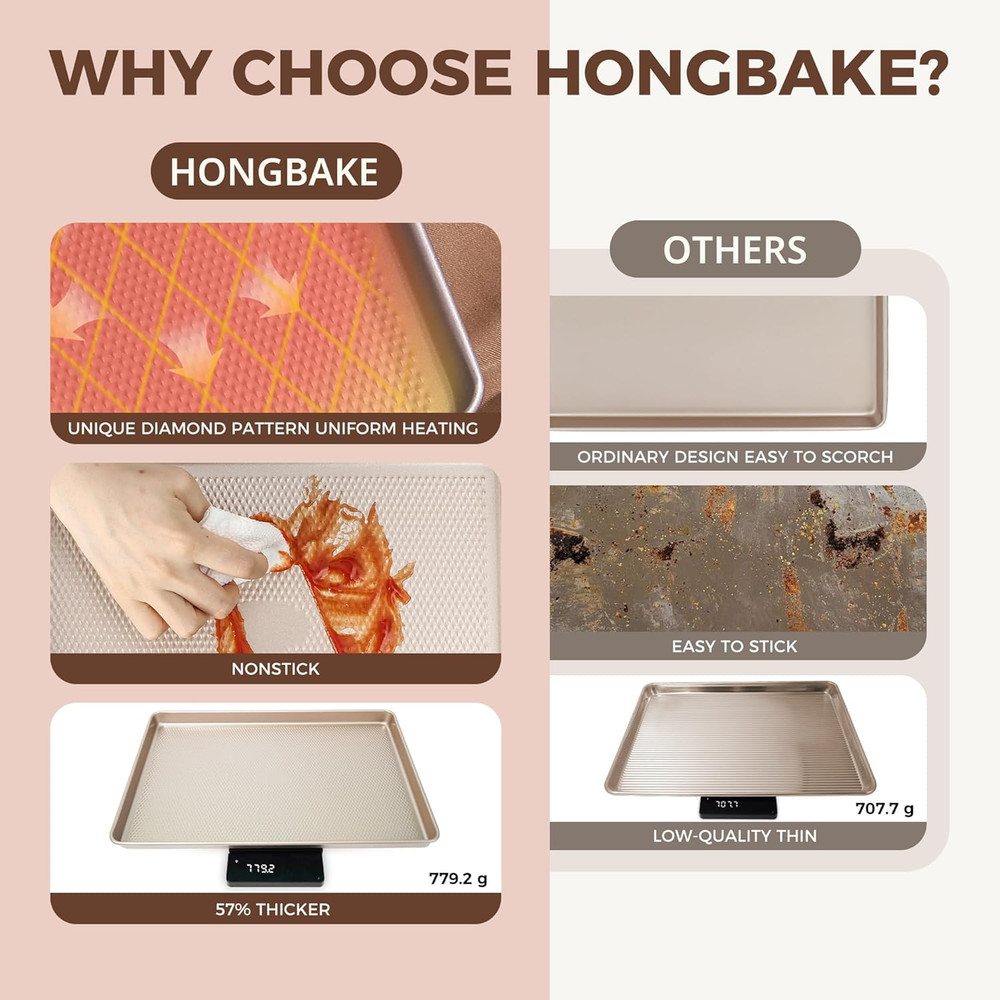 9-Piece Baking Pans Set Nonstick, Stackable Non Toxic Bakeware Sets with Diamond