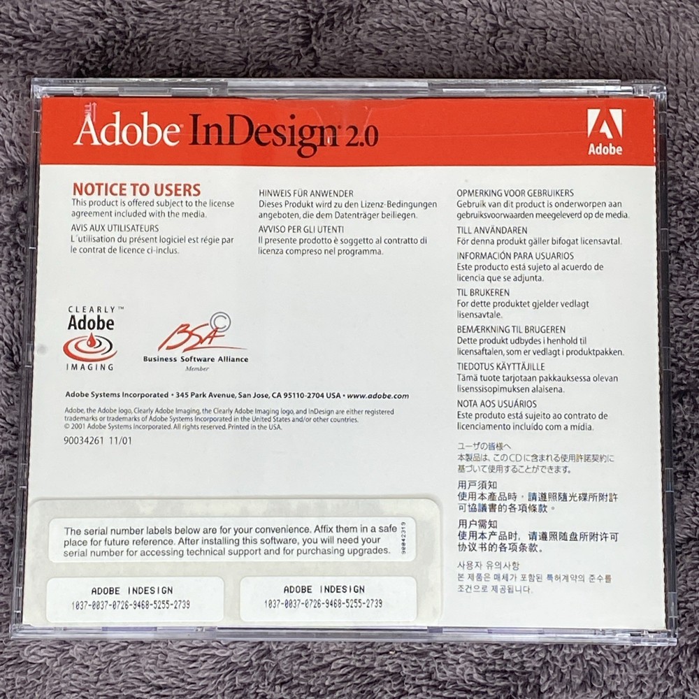 Adobe InDesign 2.0 with Serial Key 2 Discs Macintosh