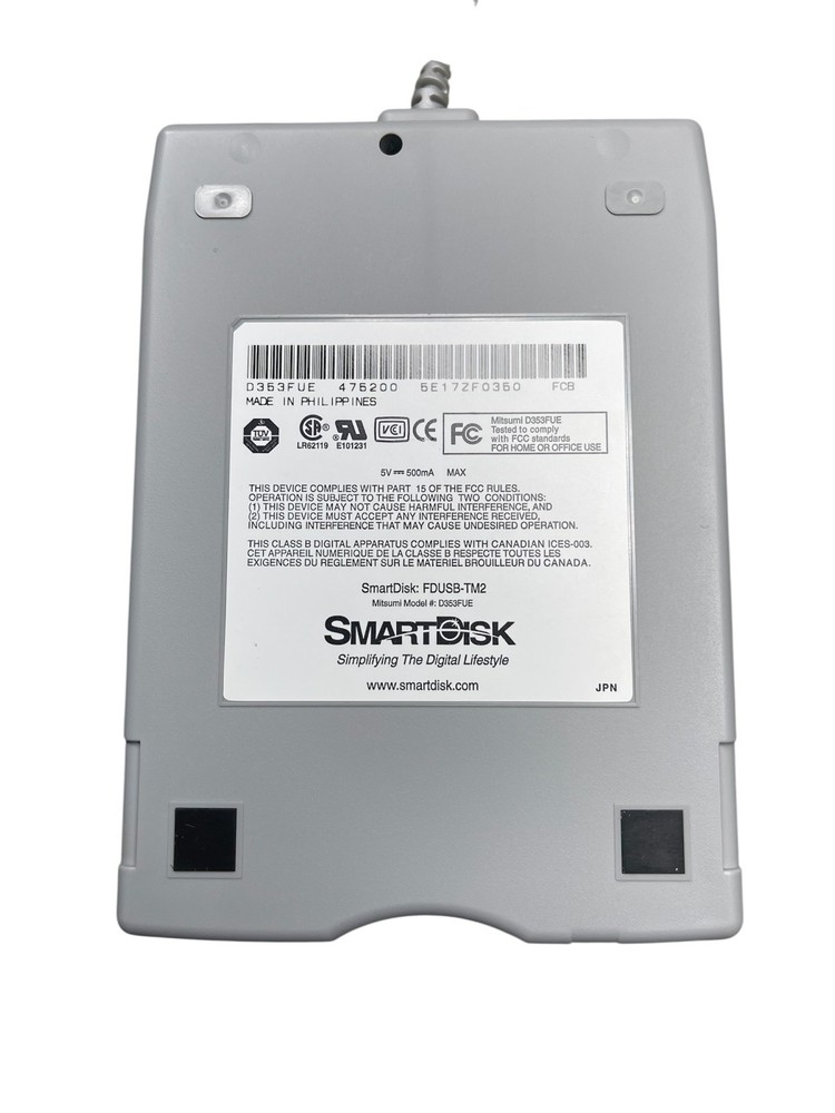 SmartDisk FDUSB-TM2 USB External 3.5" Floppy Disk Drive Gray