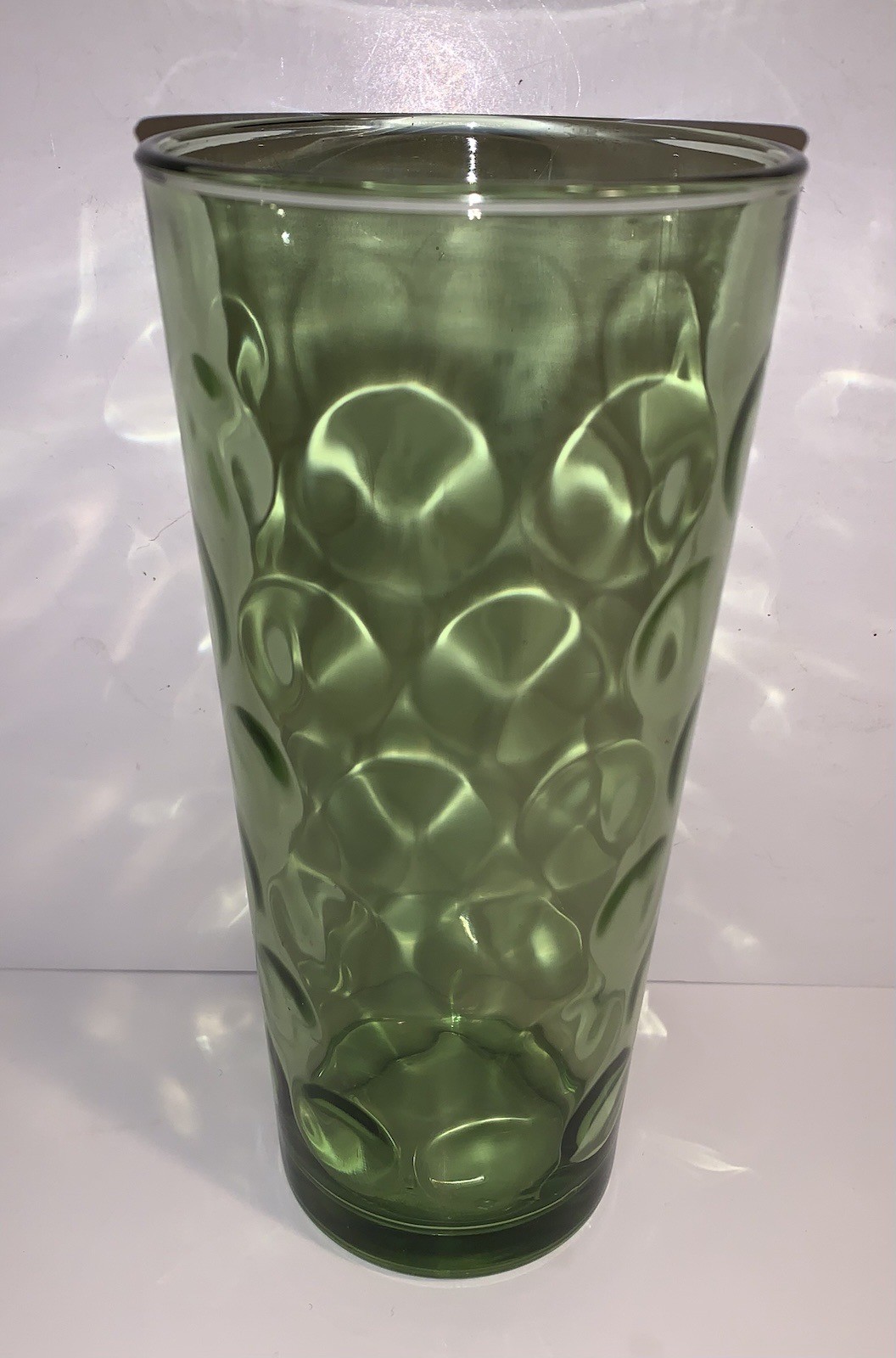 Vintage MCM Hazel Atlas Green El Dorado Optic Dot Glass Tumbler