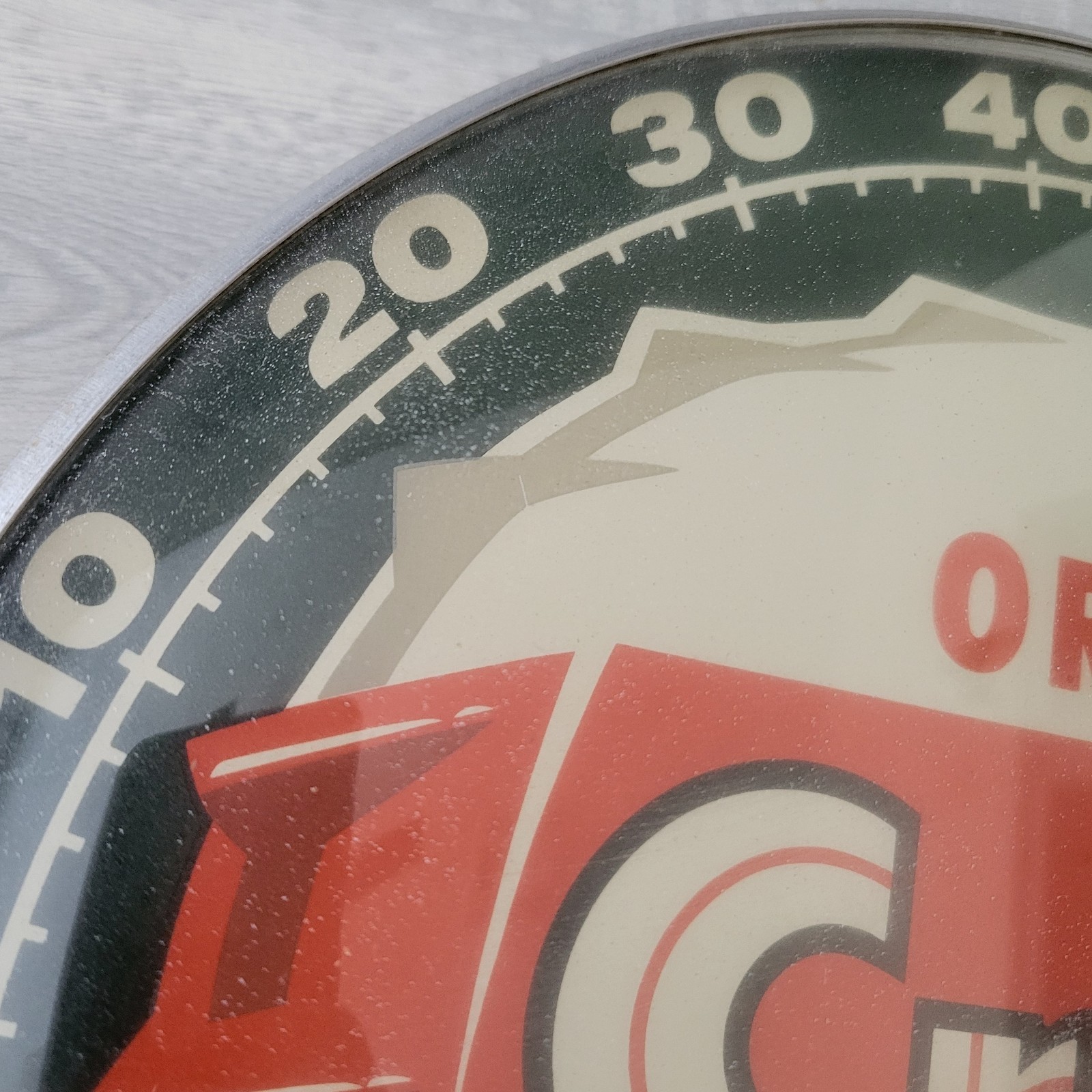 Vintage 58 Orange Crush Thermometer Pam Clock Round Sign Glass Cover Advertising