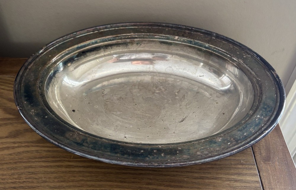 Antique Silver Plate Serving Dish Platter Oval 10”x8”x1”
