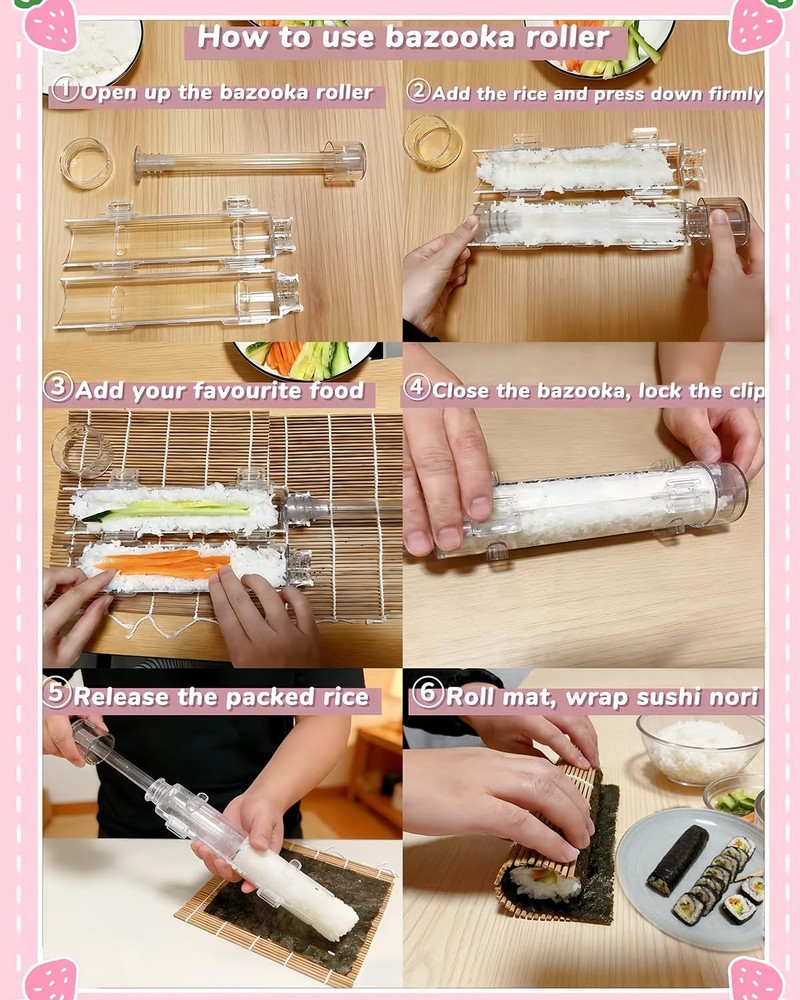 Clear Sushi Bazooka – Easy Making Kit for Beginners & Large,