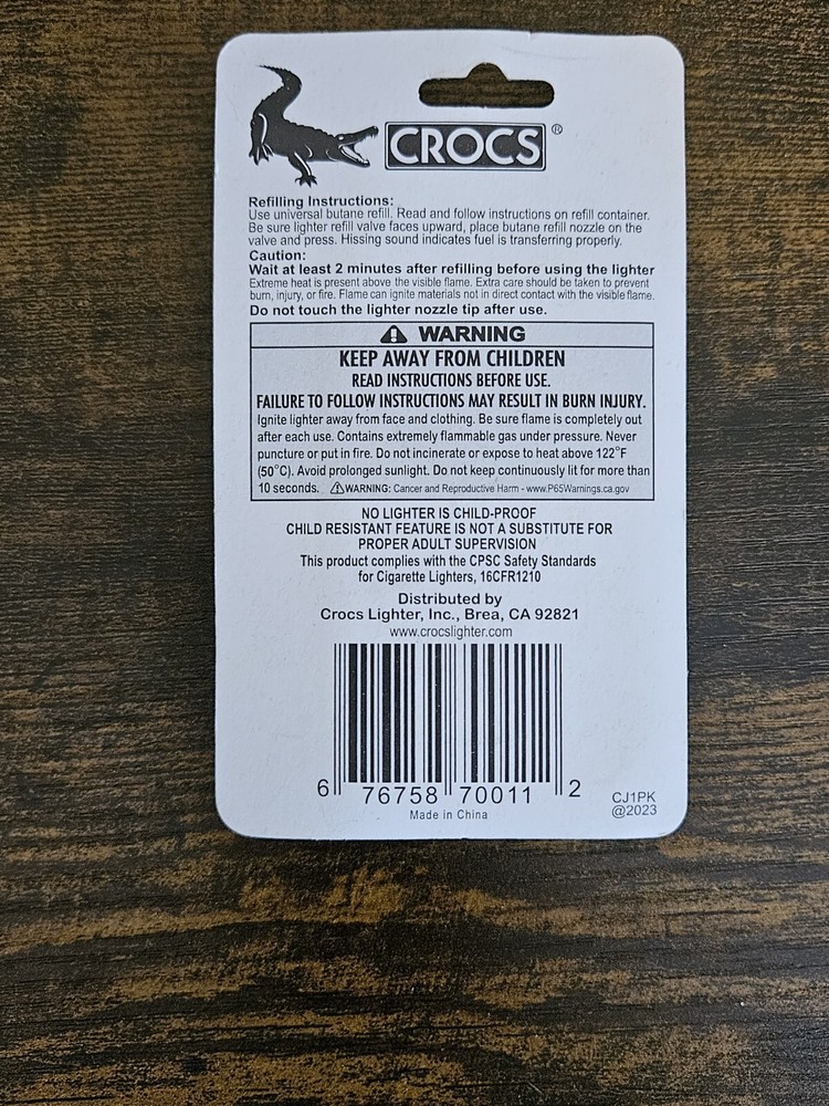 CROCS Color Jet Flame Refillable Green Lighter