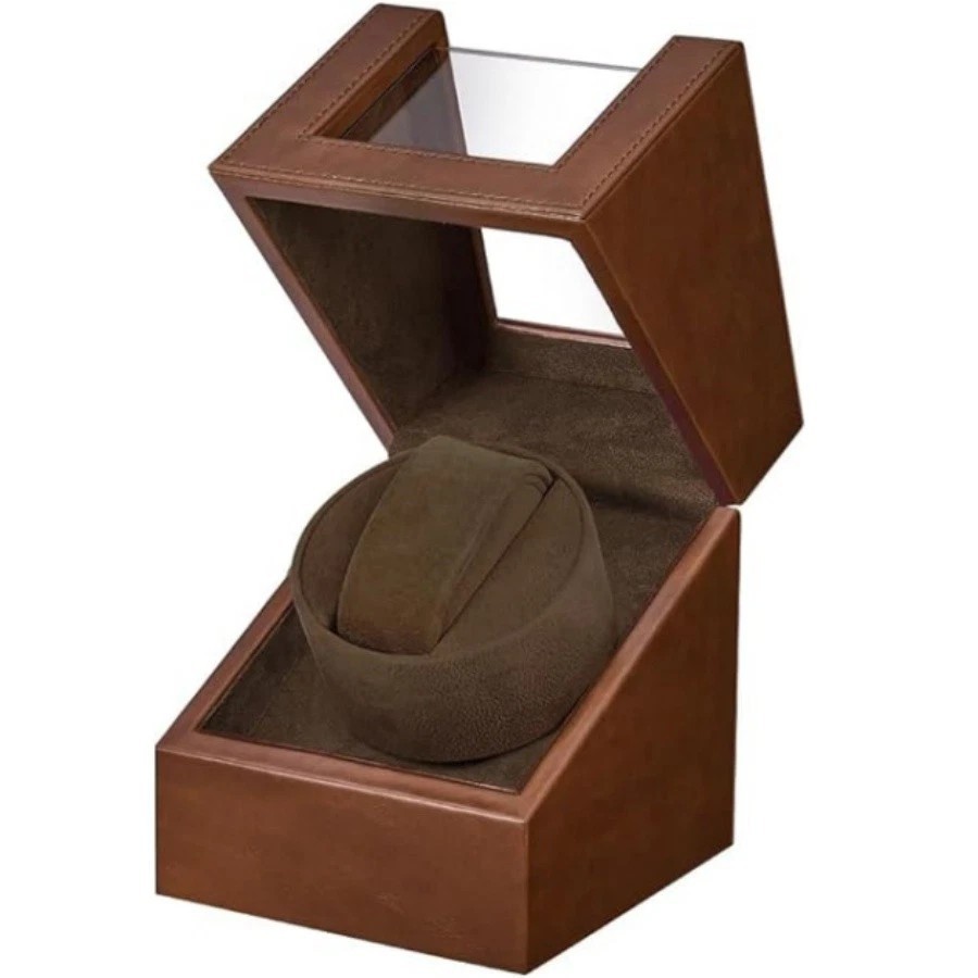 Automatic Rotation Single Watch Winder Box Leather Storage Display Case Gift