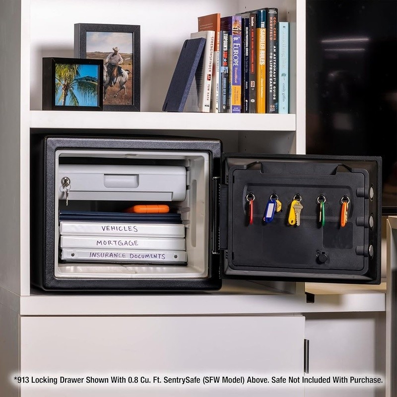 Locking Drawer Organizer Safe Key Storage Multi-Position Drawer Keyed Security