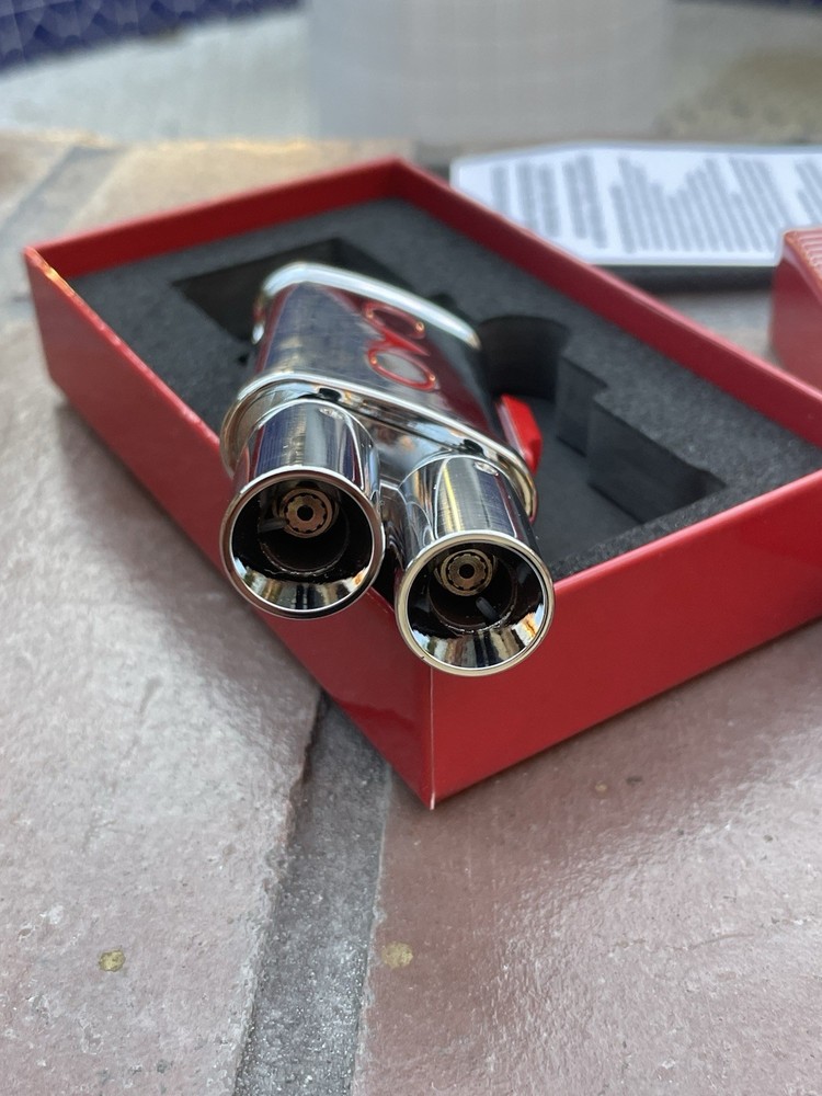 CAO Tailpipe Flathead Cigar pipe Torch Lighter Double Flame