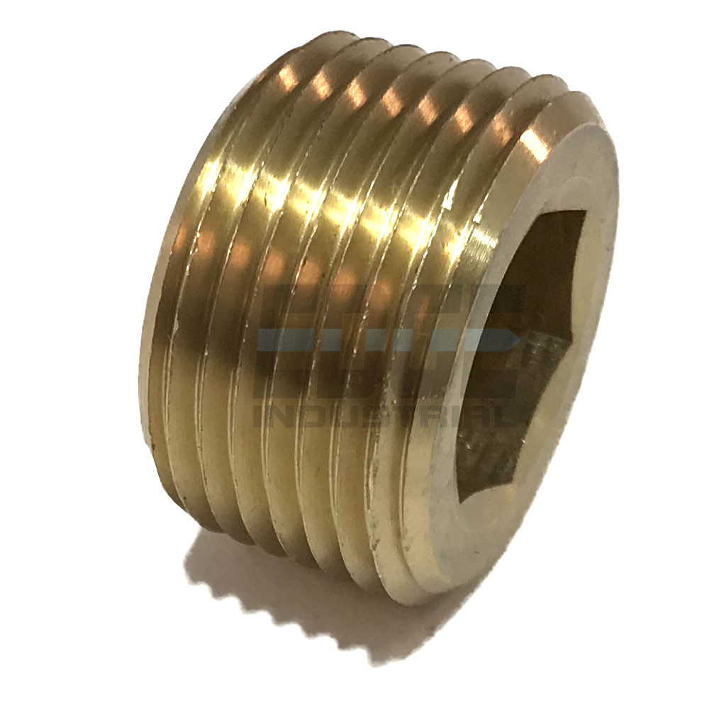 BRASS COUNTERSUNK HEX PLUG MALE 3/4 NPT THREADS PIPE FITTING AIR WATER QTY 10