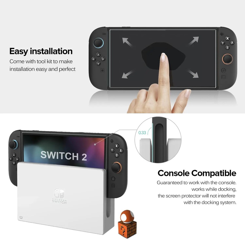 Screen Protector for Nintendo Switch 2 (2025) New 2 Pack 9H Tempered Glass