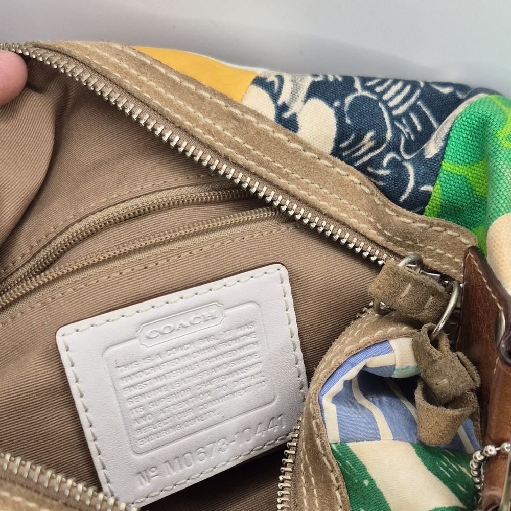 Coach Patchwork Multicolor Shoulder Bag Silver Hardware Inner Pockets Charm
