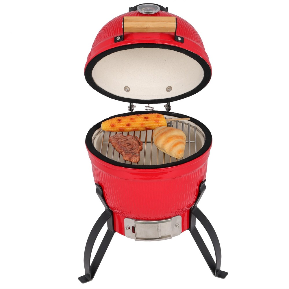 13in Round Ceramic Charcoal Grill Orange