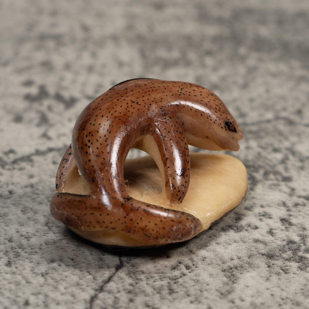 Vintage Brown Dolphin Tagua Carving