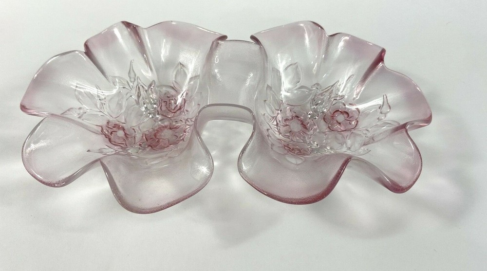 Fine Crystal Venezia Cherry Blossom Ruffled Edge Candy Dish Studio Silversmiths