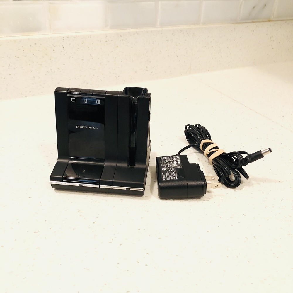 Plantronics W02 Wireless Headset Base Charger with Power Adapter Works Tested