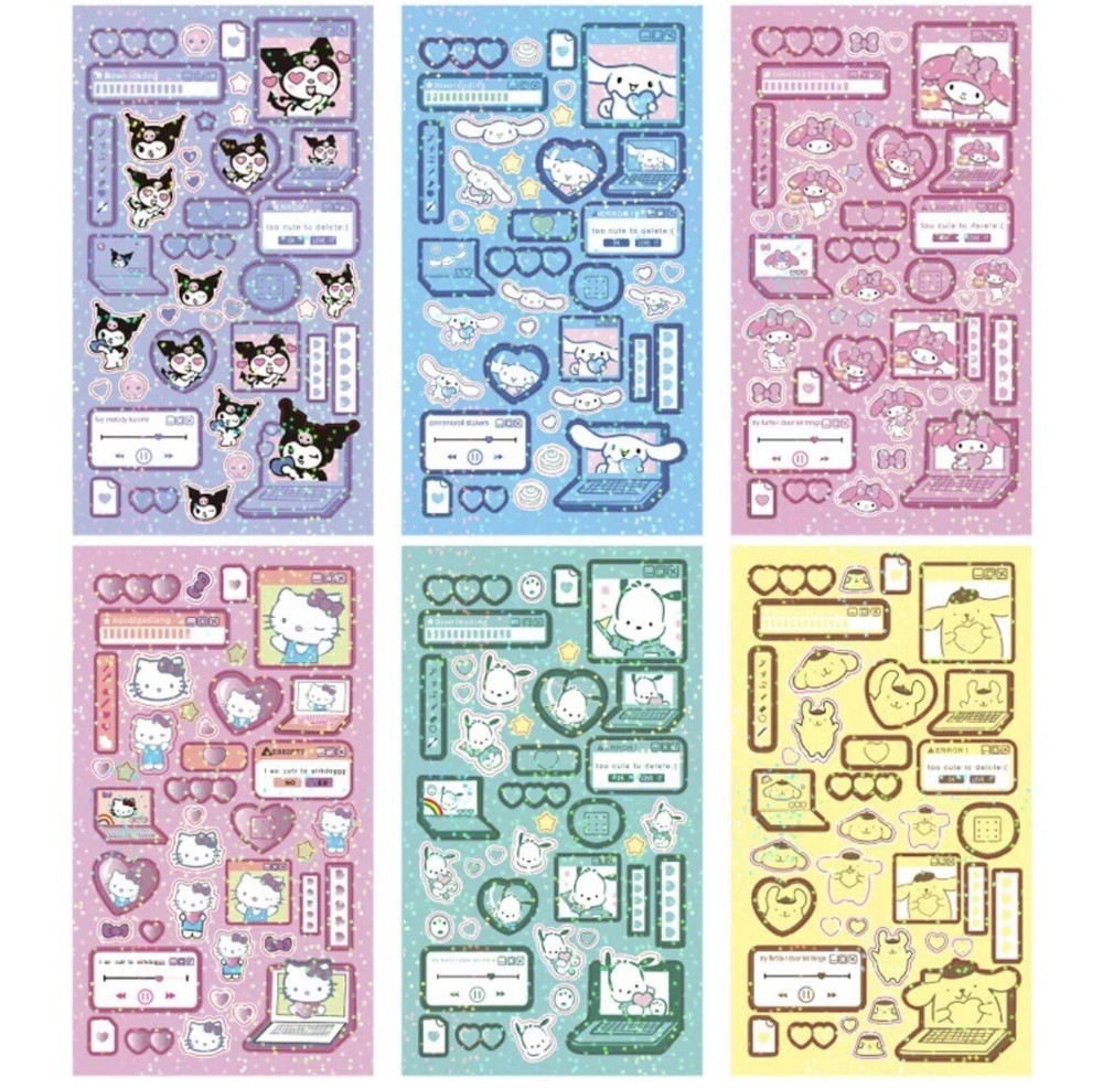 Cute Sanrio Sticker Deco Sheet *GLITTER* (2 Sheets/order) - *RANDOM* Selection