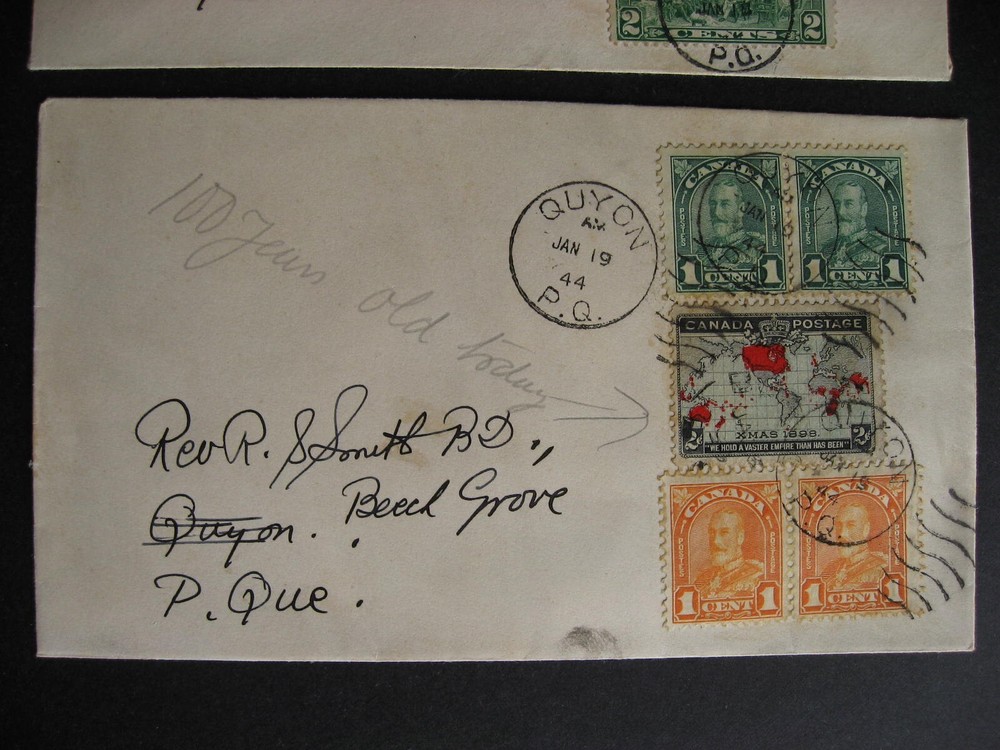 Canada 2 1944 covers Quyon QC both covers back damaged