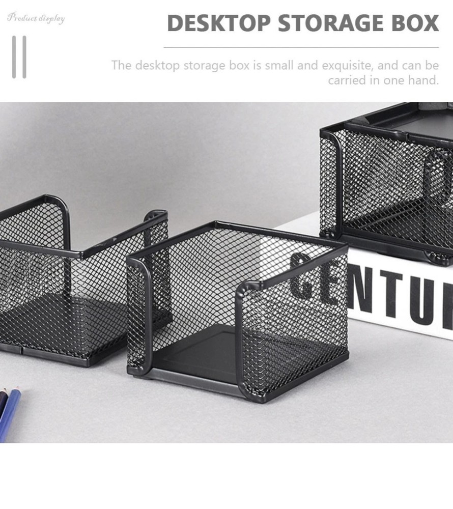 2Pcs Note Papers Box Note Pads Container Desktop Notepad Holder Memo Bag Black