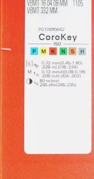 F GENUINE  INSERTS   10PCS             VBMT160408-MM 1105